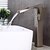 お買い得  浴室・洗面台用水栓金具-バスルームのシンクの蛇口 - 滝状吐水タイプ ブラッシュドニッケル センターセット シングルハンドルつの穴Bath Taps