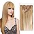 cheap Clip in Hair Extensions-Febay Clip In Human Hair Extensions Straight Human Hair Light Blonde