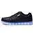 זול סניקרס לנשים-נשים נעליים עור אביב קיץ סתיו חורף נוחות נעליים זוהרות נעלי ספורט שטוח בוהן סגורה שרוכים LED עבור קזו&#039;אל לבן שחור