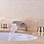 זול ברזים לחדר האמבטיה-חדר רחצה כיור ברז - מפל מים ניקל מוברש חורים צדדיים שתי ידיות שלושה חוריםBath Taps / Brass
