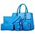 お買い得  バッグセット-女性用 バッグ スエード バッグセット / ジッパ－ 5個の財布セット リベット ソリッド パープル / レッド / ブルー