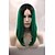 baratos Perucas Sintéticas com Renda-Perucas Lace Front Sintéticas Liso Reto Corte Bob Frente de Malha Peruca Verde Cabelo Sintético Mulheres Repartido ao Meio Riscas Naturais Verde