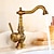 abordables Clásico-Grifo para lavabo de baño, grifo de baño con acabado de latón y caño estándar de un solo orificio de latón con agua fría y caliente