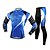 billiga Klädsatser för män-FJQXZ Herr Långärmad Cykeltröja och tights - Blå Cykel Klädesset, Vindtät, Andningsfunktion, 3D Tablett, Håller värmen, Snabb tork Mesh Linjer / vågor / UV-Resistent