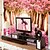 economico Decalcomanie da parete-effetto pelle 3d shinny contemporaneo grande murale carta da parati fiori rosa caldi e alberi decorazione della parete di arte