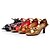 baratos Sapatos de Dança Latina-Mulheres Sapatos de Salsa Cetim Sandália Presilha Salto Personalizado Personalizável Sapatos de Dança Marrom / Laranja / Púrpura / Interior / Couro