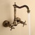 お買い得  浴室・洗面台用水栓金具-バスルームのシンクの蛇口 - Standard / 壁式 アンティーク銅 センターセット 二つ / 二つのハンドル二つの穴Bath Taps