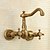 preiswerte Waschbeckenarmaturen-Waschbecken Wasserhahn - Wasserfall Antikes Kupfer Mittellage Zwei Löcher / Zwei Griffe Zwei LöcherBath Taps