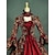 billiga Historiska- och vintagedräkter-Vintage Rokoko Victoriansk Kostym Dam Klänningar Festklädsel Maskerad Röd Vintage Cosplay Vadderat tyg Långärmad Golvlång / Blommig