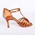 cheap Latin Shoes-Women&#039;s Latin Shoes / Ballroom Shoes / Salsa Shoes Satin Buckle Sandal Rhinestone Flared Heel Non Customizable Dance Shoes Brown / EU39