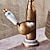 cheap Classical-Bathroom Sink Faucet,Antique Brass Single Handle  One Hole Bath Taps, Retro Style Ceramic Handle Rotatable Faucet with Hot and Cold Switch