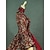 billige Historiske kostymer og vintagekostymer-Vintage Rokoko Victoriansk Kostume Dame Kjoler Party-kostyme Maskerade Rød Vintage Cosplay Polstret Stoff Langermet Gulvlang / Blomstret