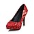 זול נעלי עקב לנשים-נשים נעליים משי אביב סתיו נעליים פורמלית עקבים עקב סטילטו בוהן פוינט פרח סאטן עבור חתונה שמלה מסיבה וערב אדום