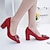 preiswerte Absatzschuhe für Damen-Damen-High Heels-Lässig-PU-Blockabsatz-Komfort-Schwarz Grau Purpur Rot Rosa
