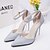 cheap Women&#039;s Heels-Women&#039;s PU(Polyurethane) Spring Comfort Heels Walking Shoes Stiletto Heel Pointed Toe Buckle Gold / Black / Silver / 3-4