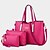 cheap Bag Sets-Women&#039;s Rivet PU(Polyurethane) Bag Set / Zipper Bag Sets Solid Colored 3 Pcs Purse Set Wine / Black / Fuchsia