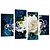 abordables Impressions-Abstrait A fleurs/Botanique Classique Style européen, Quatre Panneaux Toile Toute forme Imprimé Décoration murale Décoration d&#039;intérieur