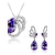 abordables Juego de Joyas-Mujer Amatista sintética Cristal Juego de Joyas Pera Mariposa Animal damas Cristal Austriaco Aretes Joyas Morado Para Boda Fiesta Diario