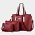 cheap Bag Sets-Women&#039;s Rivet PU(Polyurethane) Bag Set / Zipper Bag Sets Solid Colored 3 Pcs Purse Set Wine / Black / Fuchsia