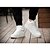 お買い得  メンズスニーカー-男性用 靴 ＰＵレザー 秋 冬 コンフォートシューズ スニーカー 編み上げ のために カジュアル ホワイト ブラック ブラックとホワイト