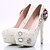 preiswerte Hochzeitsschuhe-Damen High Heels Frühling / Sommer Plattform / Schmuckabsatz Runde Zehe Komfort Neuheit Hochzeit Party &amp; Festivität Strass / Kristall / Perle PU Walking Weiß / Glitter