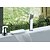 billige Badekraner-Badekarskran - Moderne Krom Romersk kar Keramisk Ventil Bath Shower Mixer Taps / Enkelt håndtak tre hull