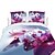 baratos Capas de edredon-Conjunto de Capa de Edredão 4 Peças Poliéster Floral Rosa+Roxo Impressão Reactiva 3D / 200 / 4peças (1 edredão, 1 lençol, 2 coberturas)