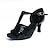 abordables Zapatos de baile latino-Mujer Zapatos de Baile Latino Zapatos de Salsa Interior Satén Sandalia Un Color Hebilla Tira en T Negro Plata Marrón