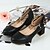 cheap Women&#039;s Heels-Women&#039;s Heels Chunky Heel Round Toe Rhinestone / Chain / Lace-up PU Comfort Walking Shoes Spring White / Black