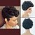 cheap Human Hair Capless Wigs-Human Hair Blend Wig Short Natural Wave Pixie Cut Layered Haircut Short Hairstyles 2020 With Bangs Berry Natural Wave African American Wig Machine Made Women&#039;s Jet Black #1