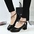cheap Women&#039;s Heels-Women&#039;s Heels Chunky Heel Round Toe Rhinestone / Chain / Lace-up PU Comfort Walking Shoes Spring White / Black