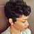 cheap Human Hair Capless Wigs-Human Hair Blend Wig Short Natural Wave Pixie Cut Layered Haircut Short Hairstyles 2020 With Bangs Berry Natural Wave African American Wig Machine Made Women&#039;s Jet Black #1