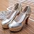 cheap Wedding Shoes-Women&#039;s Heels Party Heels Ankle Strap Heels Wedding Heels Bridal Shoes Bridesmaid Shoes Sequin Platform Chunky Heel Round Toe Ankle Strap Wedding Dress Party &amp; Evening Glitter PU Spring Summer Silver