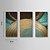 זול ציורים אבסטרקטיים-ציור שמן צבוע-Hang מצויר ביד - מופשט מודרני כלול מסגרת פנימית / שלושה פנלים / בד מתוח