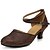 cheap Ballroom Shoes &amp; Modern Dance Shoes-Women&#039;s Latin Shoes Sandal Chunky Heel PU Dark Brown / Gold / Silver