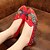 olcso Női topánkák és bebújós cipők-Női Lapos Espadrille Csat Virág Lapos Erősített lábujj Kínai Sport Szabadtéri Vászon Tavasz Nyár Fekete Piros Kék