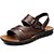 Недорогие Мужские сандалии-Для мужчин обувь Кожа Весна Лето Осень Удобная обувь Сандалии Для плавания для Повседневные Черный Темно-коричневый