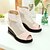 cheap Women&#039;s Sandals-Shoes Glitter Spring Summer Fall Club Shoes Novelty Comfort Sandals Wedge Heel Peep Toe for Wedding Casual Dress Gold White Black Pink