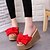 זול סנדלי נשים-נשים נעליים דמוי עור קיץ קריפרס סנדלים הליכה עקב וודג&#039; בוהן עגולה פפיון עבור קזו&#039;אל שמלה שחור בז&#039; אדום ירוק כהה