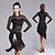 cheap Latin Dancewear-Latin Dance Dress Tassel Women&#039;s Performance Long Sleeve High Tulle Milk Fiber