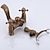 ieftine Robinete de Vană-Bathtub Filler Cold/Hot Water Mixer Clawfoot Antique Copper Finish Wall Mount Tub Filler with Hand Held Shower Faucet 2 Cross Handles with Tub Spout Vintage Style