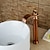 olcso Klasszikus-sárgaréz fürdőszobai mosogató csaptelep, vízesés rózsa arany középső készlet egynyeles egylyukú fürdőcsapok hideg és meleg vízzel