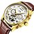 cheap Mechanical Watches-KINYUED Men&#039;s Fashion Watch Dress Watch Skeleton Watch Automatic self-winding Luxury Water Resistant / Waterproof Analog White Black / Leather / Calendar / date / day / Chronograph / Noctilucent