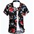 baratos Camisas Estampadas Masculinas-Homens Camisa Social Floral Colarinho Clássico Praia Imprimir Manga Curta Delgado Blusas Boho Branco Preto / Verão / Verão