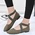 cheap Women&#039;s Flats-Women&#039;s PU(Polyurethane) Spring Mary Jane Flats Flat Heel Square Toe Braided Strap Gray / Army Green / Pink