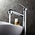 billige Armaturer til badeværelset-Håndvasken vandhane - Standard / Træk-udsprøjte Krom Centersat Enkelt håndtag Et HulBath Taps / Messing
