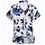 رخيصةأون قمصان رجالية مطبوعة-رجالي قميص ورد ياقة كلاسيكية شاطئ طباعة كم قصير نحيل قمم بوهو أبيض أسود / الصيف / الصيف