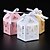 cheap Favor Holders-Round / Square / Cuboid Pearl Paper Favor Holder with Ribbons / Printing Favor Boxes - 50