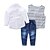 ieftine Seturi-Toddler Boys&#039; Clothing Set Long Sleeve Gray Striped Solid Colored Cotton Party Daily Formal Stripes Dresswear Regular / Fall / Spring