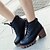 זול מגפי נשים-נשים נעליים עוד עור חיות נוחות מגפיים עקב עבה חסום את העקב עבור קזו&#039;אל שחור חאקי